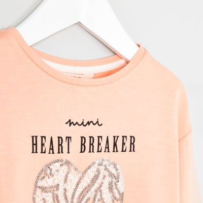Mini girls peach heartbreaker sequin jumper